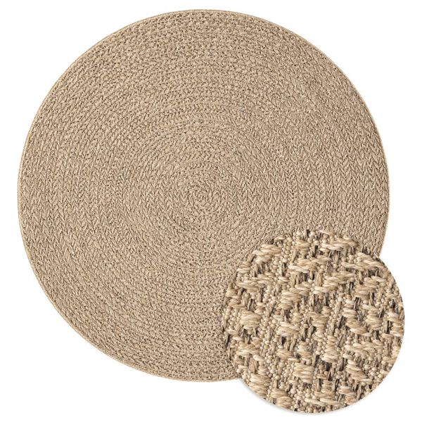vidaXL Teppich ZIZUR &Oslash; 200 cm Jute-Optik Indoor und Outdoor