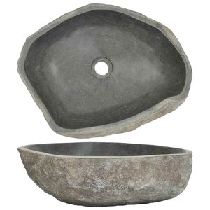 vidaXL Waschbecken Flussstein Oval (45-53)x(34-41) cm