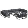 vidaXL Garten-Sofa-Set mit Kissen 13 pcs Schwarz Aluminium