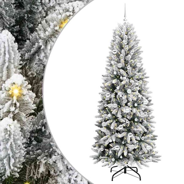 vidaXL K&uuml;nstlicher Weihnachtsbaum mit 300 LEDs mit St&auml;nder Wei&szlig; 210 cm