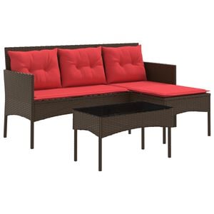 vidaXL Gartensofa-set mit Kissen 2 pcs Braun und Rot Poly-Rattan
