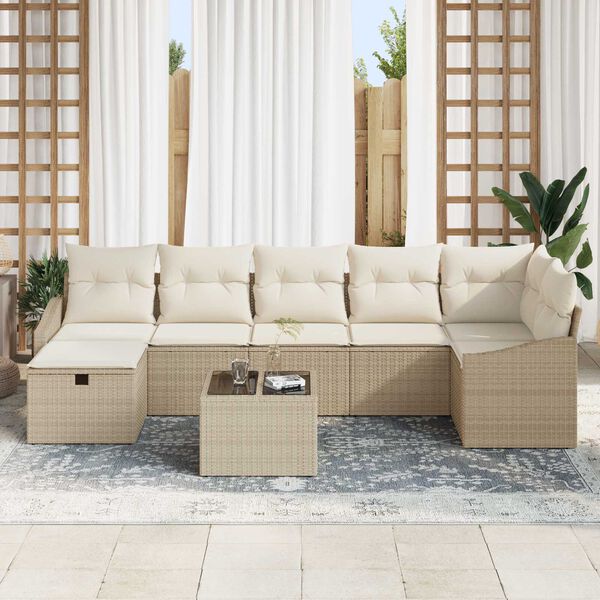 vidaXL Sofa Set mit Kissen 7 pcs Poly-Rattan