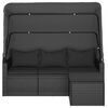 vidaXL 3-Sitzer-Gartensofa mit Dach und Fu&szlig;hocker Schwarz Poly Rattan