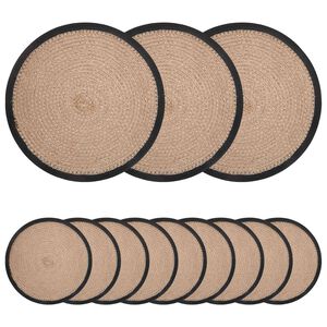 vidaXL Jute Platzsets 12 stk. Nat&uuml;rlich und Schwarz 100% Tossa Jute