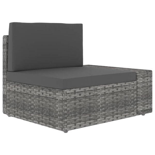 vidaXL Modulares 3-Sitzer-Sofa Poly Rattan Grau