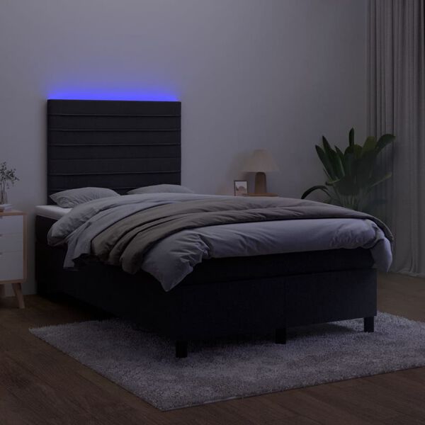 vidaXL Boxspringbett mit Matratze & LED Schwarz 120x190 cm Samt