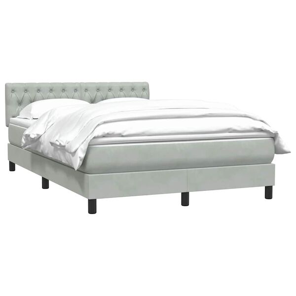 vidaXL Boxspringbett mit Matratze Hellgrau 160x220 cm Samt