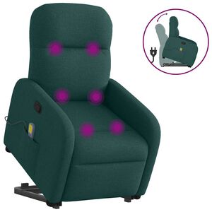 vidaXL Massagesessel mit Aufstehhilfe Dunkelgr&uuml;n Stoff