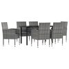 vidaXL 7-tlg. Garten-Essgruppe Grau und Schwarz Poly Rattan und Stahl