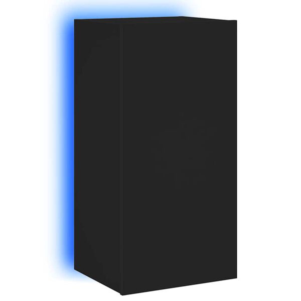 vidaXL TV-Wandschrank mit LED-Leuchten Schwarz 40,5x35x80 cm
