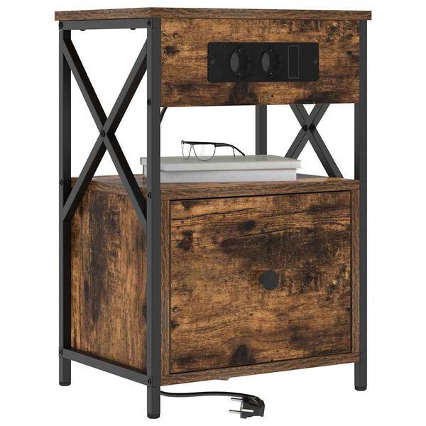 vidaXL Nachttisch Ger&auml;ucherte Eiche 40 x 31 x 60 cm Holzwerkstoff