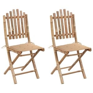 vidaXL Klappbare Gartenst&uuml;hle 2 Stk. mit Kissen Bambus