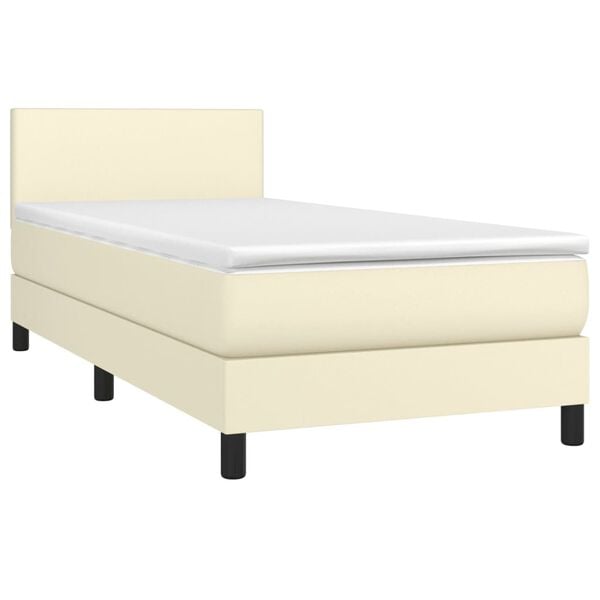 vidaXL Boxspringbett mit Matratze Creme 80x200 cm Kunstleder