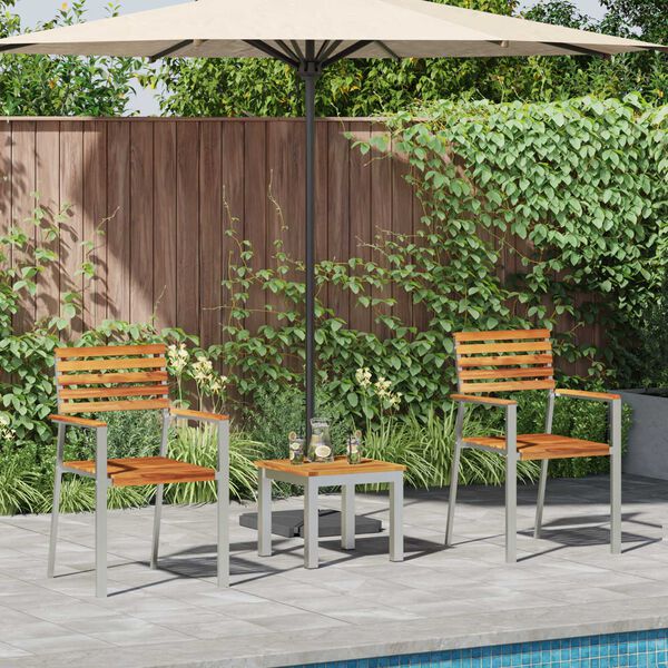 vidaXL Garten Essgruppe 3 pcs Braun Massivholz Teak