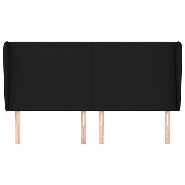 vidaXL Kopfteil mit Ohren Schwarz 163x23x118/128 cm Stoff