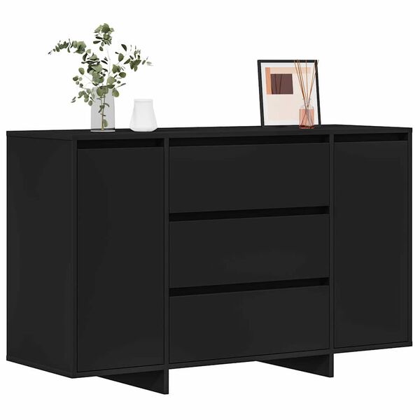 vidaXL Sideboard mit Schubladen Schwarz 120 x 41 x 75 cm Holzwerkstoff