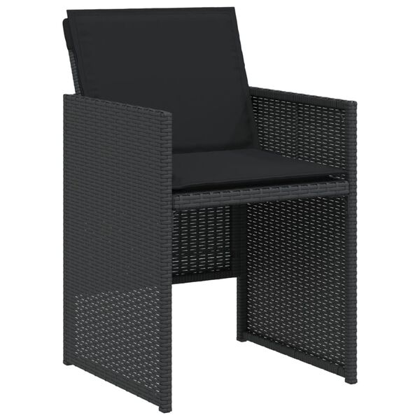 vidaXL 3-tlg. Bistro-Set mit Kissen Schwarz Poly Rattan