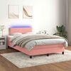 vidaXL Boxspringbett mit Matratze & LED Rosa 120x190 cm Samt
