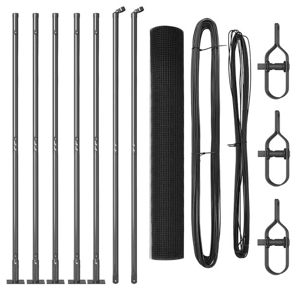 vidaXL Zaunpfosten Grau 10 x 0,8 m (25 x 25 mm Maschen) Stahl und PVC