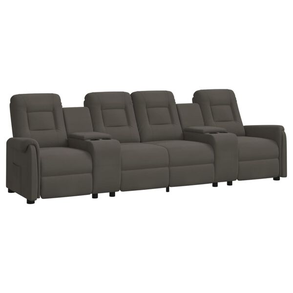 vidaXL Relaxsofa 4-Sitzer mit Getr&auml;nkehaltern Dunkelgrau