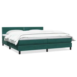 vidaXL Boxspringbett mit Matratze Dunkelgr&uuml;n 180x220 cm Samt