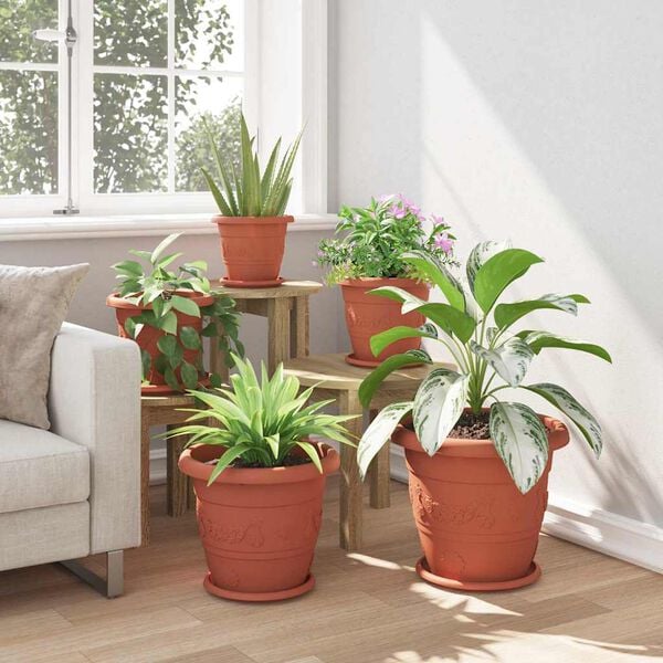 vidaXL Runde Blumenplatte 24 pcs Ziegelrot &Oslash; 23,5 x 2,5 cm Kunststoff