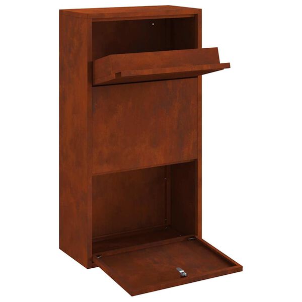 vidaXL Paketdrop-Box mit T&uuml;r Rostig 44 x 22 x 82 cm Wetterfeststahl