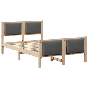 vidaXL Bettrahmen mit Kopfteil Dunkelgrau 120 x 200 cm Stoff