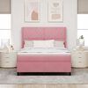 vidaXL LED Boxspringbett mit Matratze Argyle Rosa 160 x 200 cm Samt