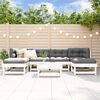vidaXL 7-tlg. Garten-Lounge-Set mit Kissen Weiß Massivholz