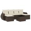 vidaXL 7-tlg. Garten-Sofagarnitur mit Kissen Braun Poly Rattan