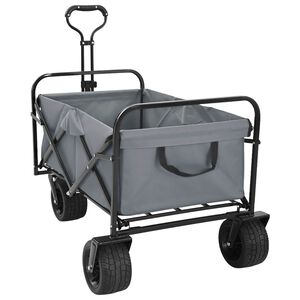 vidaXL Bollerwagen Grau 89 x 63 x 96 cm Stahl und Polyester-Oxford-Gewebe