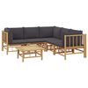 vidaXL 6-tlg. Garten-Lounge-Set mit Dunkelgrauen Kissen Bambus
