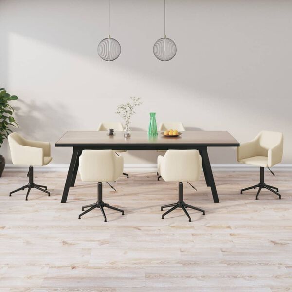 vidaXL Esszimmerst&uuml;hle 6 Stk. Drehbar Creme Samt
