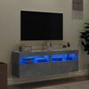 vidaXL TV-Wandschr&auml;nke mit LED-Leuchten 2 Stk. Betongrau 60x30x40 cm