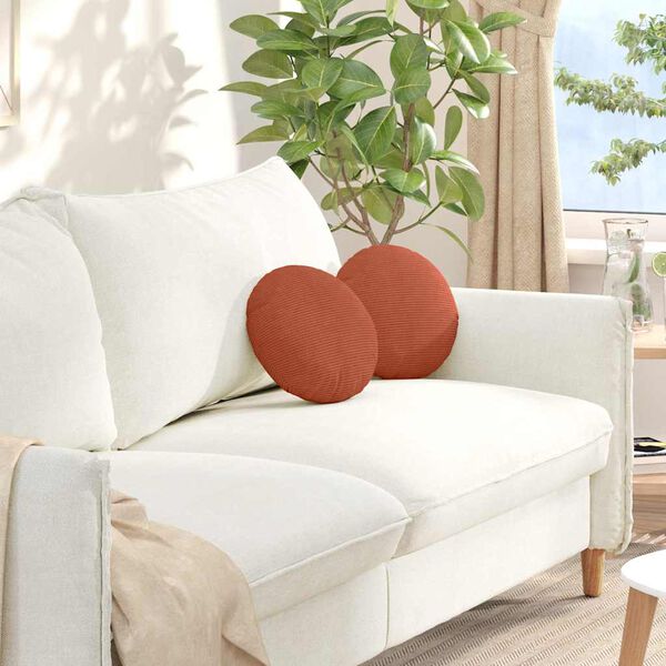 vidaXL Sitzkissen 2 pcs Rot-Orange &Oslash; 30 cm Cordstoff
