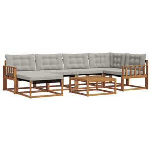 vidaXL Outdoor-Sofagarnitur mit Kissen 7 pcs Nat&uuml;rlich und Hellgrau