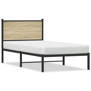 vidaXL Metallbett ohne Matratze Sonoma-Eiche 90x190 cm