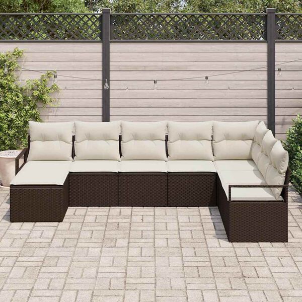 vidaXL Garten-Sofa-Set 8 pcs Braun Poly Rattan