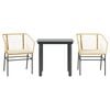 vidaXL 3-tlg. Garten-Essgruppe mit Kissen Braun Poly Rattan Glas