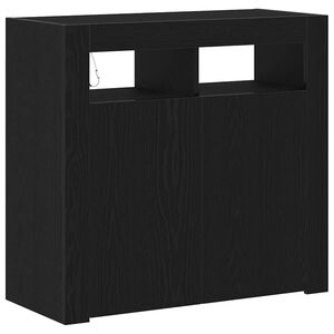vidaXL Sideboard Schwarz Eichen-Optik 80 x 35 x 75 cm Holzwerkstoff