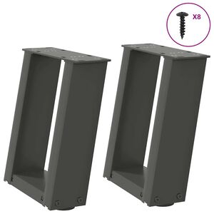 vidaXL Couchtischbeine U-Form 2 Stk. Anthrazit 30x(30-31) cm Stahl