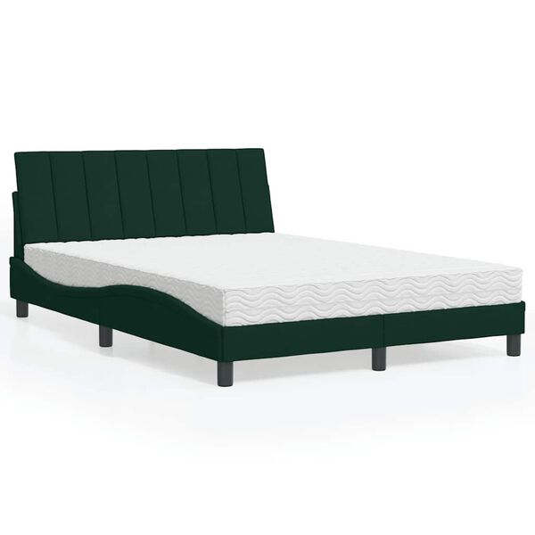 vidaXL Bett mit Matratze "Hanko" Dunkelgr&uuml;n 140x190 cm Samt