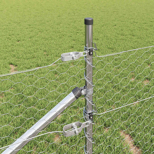 vidaXL Zaunpfosten Silber 10 x 0,8 m (36 mm Mesh) Stahl