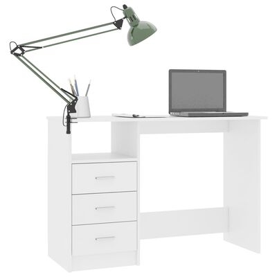 vidaXL Schreibtisch mit Schubladen Weiß 110x50x76 cm Holzwerkstoff