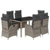 vidaXL 7-tlg. Garten-Essgruppe mit Kissen Grau Poly Rattan