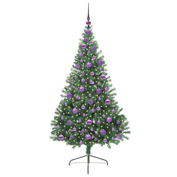 vidaXL K&uuml;nstlicher vorbeleuchteter Weihnachtsbaum Gr&uuml;n 180 cm PVC