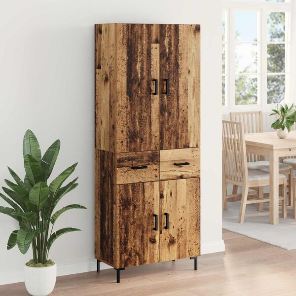 vidaXL Highboard Wandmontiert Altholz 69,5 x 34 x 180 cm Holzwerkstoff