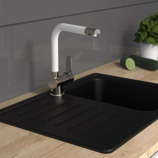 SCH&Uuml;TTE Sp&uuml;ltischarmatur Hoher Auslauf RIO Edelstahloptik Wei&szlig;