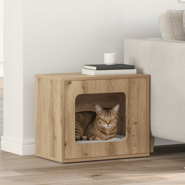 vidaXL Katzenhaus Kunsthandwerk Eiche 51 x 30 x 42,5 cm Holzwerkstoff
